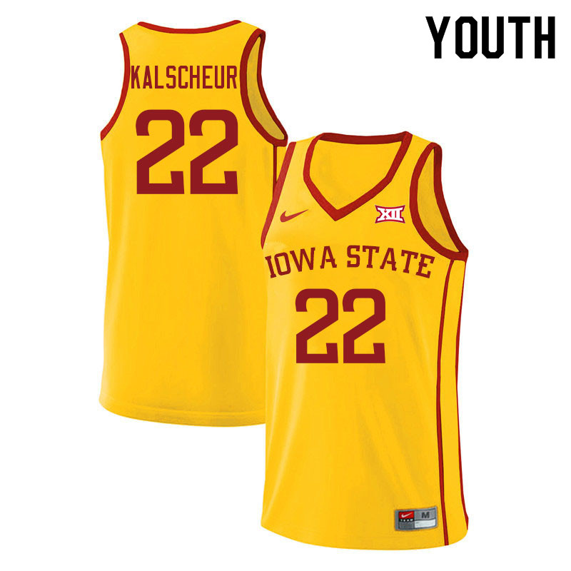Youth #22 Gabe Kalscheur Iowa State Cyclones College Basketball Jerseys Sale-Yellow